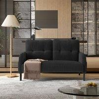 HomeTouch Modern 2-Seater Double Sofa with Side Pockets & Armrests Upholstered Loveseat in Grey