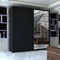 Sliding Wardrobes 4U Cubbix Single Mirror Sliding Door Wardrobe 200cm X 217cm in Black | Size: 200 cm X 217 cm