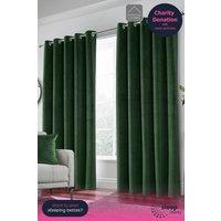 Enhanced Living Velvet, Supersoft, 100% Blackout, Thermal Pair of Curtains with Eyelet Top - Green | Size: 168 cm width x 229 cm drop