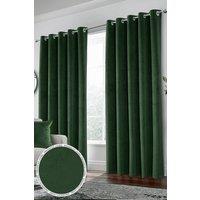 Enhanced Living 100% Blackout Luxury Supersoft Velvet Thermal Eyelet Curtains for Living Room & Bedrooms in Green | Size: 229 cm width x 274 cm drop