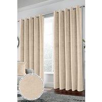 Enhanced Living 100% Blackout Luxury Supersoft Velvet Thermal Eyelet Curtains for Living Room & Bedrooms in Cream | Size: 229 cm width x 229 cm drop