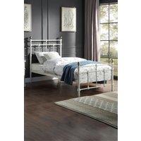 SlumberWorx Bayford Traditional Vintage Style Metal Bed Frame in White | Size: Double
