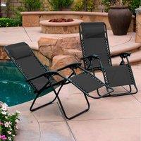 Neo Zero Gravity Recliner Garden Sun Loungers in Black