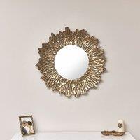 Melody Maison Large Antique Gold Round Sunburst Mirror - 74cm X 74cm in Metallic Gold | Size: 74 cm X 74 cm