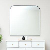 Melody Maison Large Black Curved Square Arched Overmantel Mirror 100cm X 100cm in Jet Black | Size: 100 cm X 100 cm