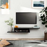 HOMCOM Wall Mounted Media Console, Floating TV Stand Component Shelf in Black