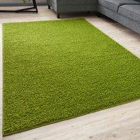 THE RUGS Soft Plain High Pile Shaggy Rugs & Runners Living Room Bedroom 380 in Green | Size: 120 cm x 120 cm