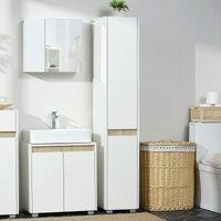 Kleankin Tall Bathroom Cabinet Modern Freestanding Tallboy Adjustable Shelves in White