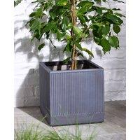 Dibor Small Slate Grey Ribbed Finish Fibre Clay Indoor Outdoor Garden Plant Pots Houseplant Flower Planter H25 x W25cm