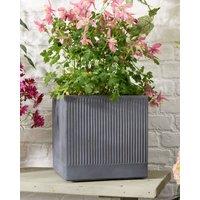 Dibor Medium Slate Grey Ribbed Finish Fibre Clay Indoor Outdoor Garden Plant Pots Houseplant Flower Planter H30 x W30cm