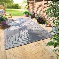 Gainsborough Leaf-Print Outdoor Garden Rug, 100% Polypropylene in Grey | Size: 175 cm x 270 cm