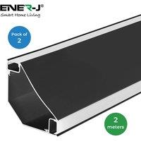 ENER-J Pack of 2 Gypsum LED Cove Light 45 Degree Corner Aluminum Profile Blac in Black