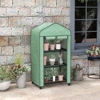 OUTSUNNY Portable Mini Greenhouse with Roll-up Door & Wheels, Green | Size: 1 Pack