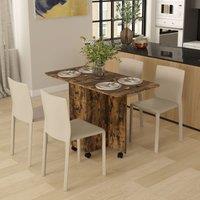 HOMCOM Folding Dining Table, Drop Leaf Table With Drawers in Brown