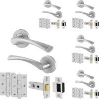 AFIT Novi Satin Door Handles Rose Latch Hinge, 5 Pair Satin Nickel Internal in Silver | Size: 150mm x 150mm