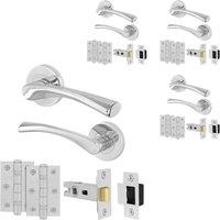 AFIT Chrome Door Handles Rose with Latch, 4 Pairs Polished Chrome in Silver | Size: 150mm x 150mm