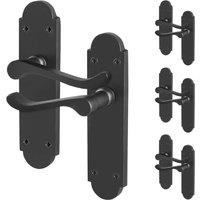 AFIT Black Door Handles Latch, 4 Pairs Matt Black Backplate Handles | Size: 150mm x 150mm