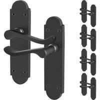 AFIT Black Door Handles Latch, 5 Pairs Matt Black Backplate Handles | Size: 150mm x 150mm