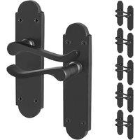 AFIT Black Door Handles Latch, 6 Pairs Matt Black Backplate Handles | Size: 150mm x 150mm