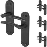 AFIT Matt Black Door Handles Backplate Internal Latch 4 Pairs | Size: 150mm x 150mm
