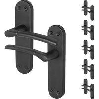 AFIT Matt Black Door Handles Backplate Internal Latch 6 Pairs | Size: 150mm x 150mm