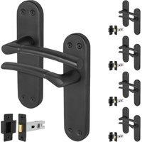 AFIT Matt Black Door Handles Backplate, Latch 64mm 5 Pairs | Size: 150mm x 150mm