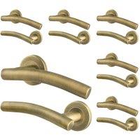 AFIT 6 Pairs of Antique Brass Curved Internal Lever Handles in Bronze | Size: 150mm x 150mm