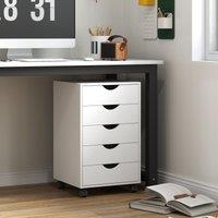 HOMCOM Filing Cabinet with 5 Drawers, Under Desk Drawer, White