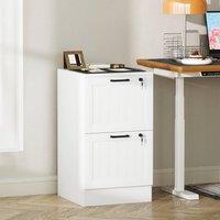HOMCOM 2 Drawer File Cabinet with Lock & Adjustable Hanging Bars, White | Size: Small
