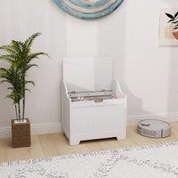 HOMCOM Storage Trunk with Safety Hinge for Living Room, 56.4cm in White