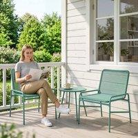 OUTSUNNY Rattan Bistro Set with 2 Chairs & Round Table for Patio in Green