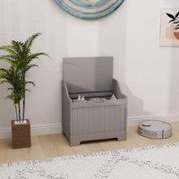 HOMCOM Storage Trunk with Safety Hinge for Living Room, 56.4cm in Grey
