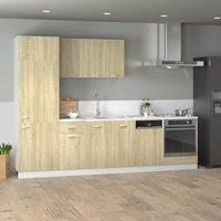 Berkfield Home 7 Piece Kitchen Cabinet Set Lyon Sonoma Oak Engineered Wood in Brown