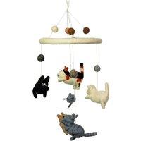 KDMD Handmade Felt Mobile - Cat & Mice Nursery Decor, Baby Gift