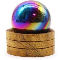 KDMD Amethyst Aura Gemstone Sphere 50mm with Stand for Decor & Spirituality