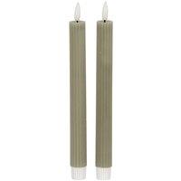 KDMD Luxe Collection Sage Ribbed LED Taper Candles in Green