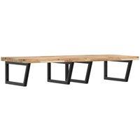 Berkfield Home Basin Shelf Wall Mounted Steel & Solid Wood Acacia in Brown