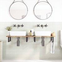 Berkfield Home Bathroom Vanity Top Untreated 160x40x2 cm Solid Wood Acacia in Brown | Size: 160 x 40 x 2 cm
