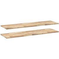 Berkfield Home Floating Shelves 2 pcs 160x40x2 cm Untreated Solid Wood Acacia in Light Brown | Size: 160 x 40 x 2 cm