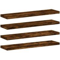 Berkfield Home Wall Shelves 4 pcs Smoked Oak 40x10x1.5 cm Engineered Wood in Brown