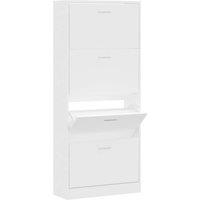 Berkfield Home Shoe Cabinet White 63x24x147 cm Engineered Wood | Size: 63 x 24 x 147 cm