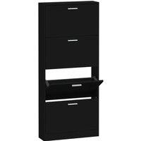 Berkfield Home Shoe Cabinet Black 59x17x150 cm Engineered Wood | Size: 59 x 17 x 150 cm