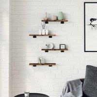 Berkfield Home Durable Wall Shelves 4 pcs Smoked Oak 40x10x1.5 cm Engineered Wood in Brown