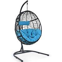 Costway Hammock Egg Swing Chair Indoor Outdoor Hanging Basket Chair with Stand in Black