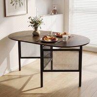 Costway 150 CM Folding Dining Table Industrial Console Table for 6-8 People in Brown