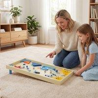 CASART Wooden Pinball Machine Scoring Rotating Track Tabletop Game w/ 3 Balls