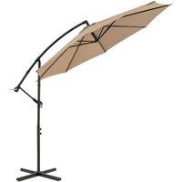 Costway 3M Patio Offset Umbrella 8 Ribs Garden Cantilever Parasol in Brown