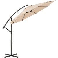 Costway 3M Patio Offset Umbrella 8 Ribs Garden Cantilever Parasol in Beige