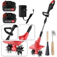 Nordara Cordless 21V 4Ah Garden Cultivator Tiller Soil Tool in Red