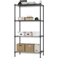 Nordara 4 Tier Metal Storage Shelf Unit Stand Kitchen Office in Black